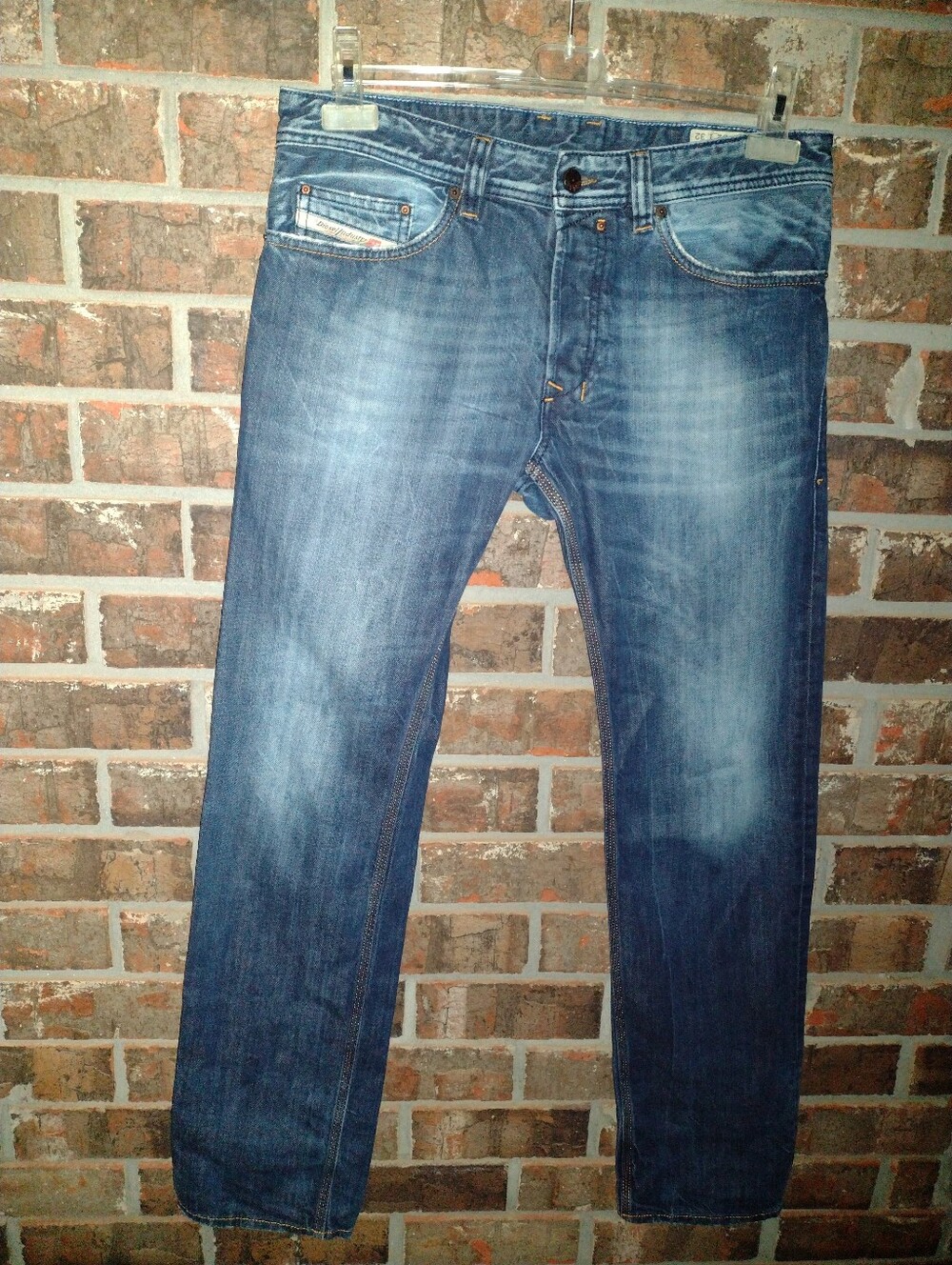 Diesel SAFADO Blue Jeans Mens 34x32 Button Fly Regular Slim Straight Selvedge